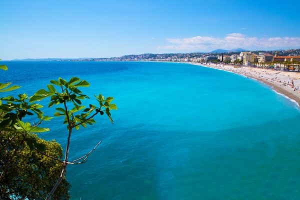 Nice, beautiful beach, French Riviera, Cote d'Azur or Coast of Azure.